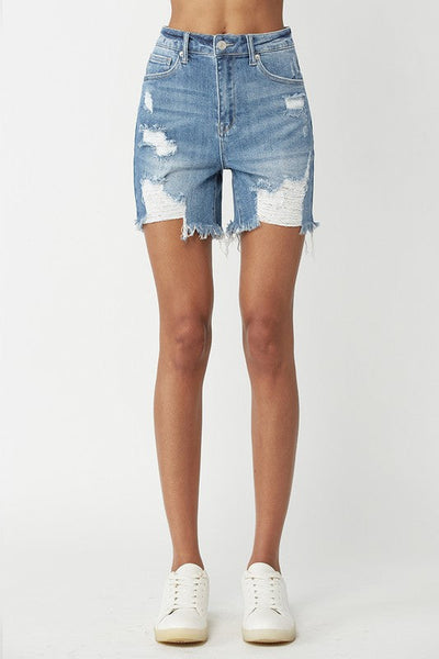 HIGHRISE MID THIGH CUTOFFS BY RISEN - LIGHT