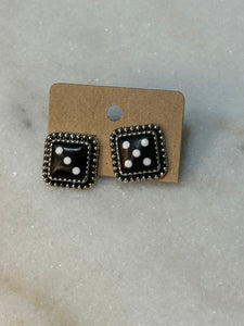 DICE EARRINGS - BLACK