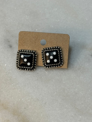DICE EARRINGS - BLACK