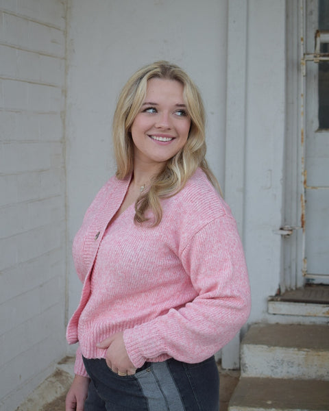 TABITHA CARDIGAN SWEATER - ROSE PINK