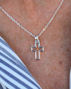 RESTOCKED MUSTARD SEED CROSS NECKLACE - SILVER