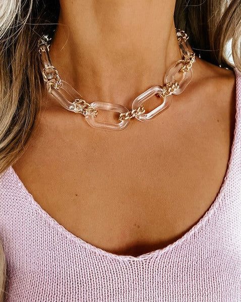 BRIELLE TWISTED CLEAR SHORT NECKLACE