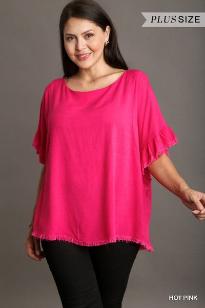 TAKE ME PLACES LINEN BLEND TOP BY UMGEE - PINK