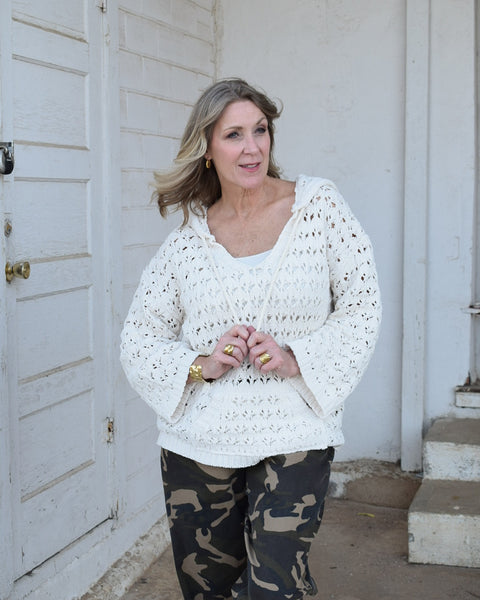 BAELYNN CROCHET BOLERO SWEATER- CREAM