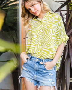 WILD THING ZEBRA PRINT TOP - LIME