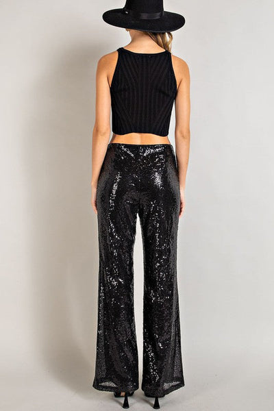 ARIAH MID-RISE SEQUIN PANTS - Salty Lime Boutique