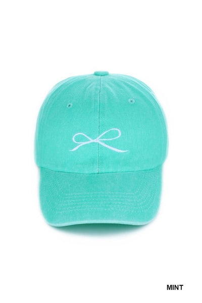 BOW EMBROIDERED CAP - 6 COLORS