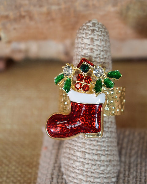 SANTA BOOTS STRETCHY RING