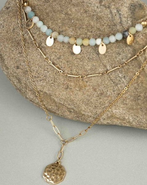 SOOKIE LAYERED NECKLECE WITH AMAZONITE BEADS