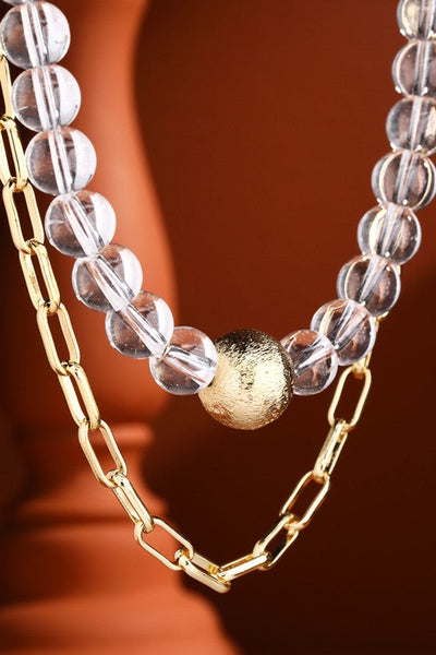 MALDIVES CHAIN WITH CLEAR BEAD NECKLACE