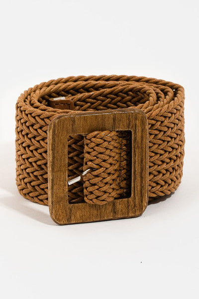 SOPHIE BRAIDED BELT WITH WOOD BUCKLE - 2 COLORS