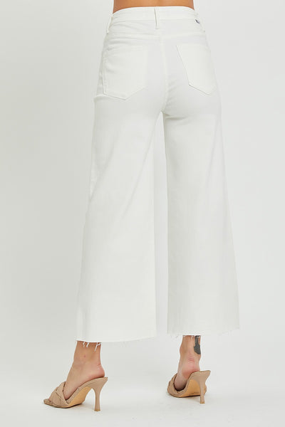 HR TUMMY CONTROL CROP WIDE LEG PANTS BY RISEN- WHITE - REG/CURVY