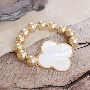 CLOVER GOLDEN CHUNKY BEADS BRACELET