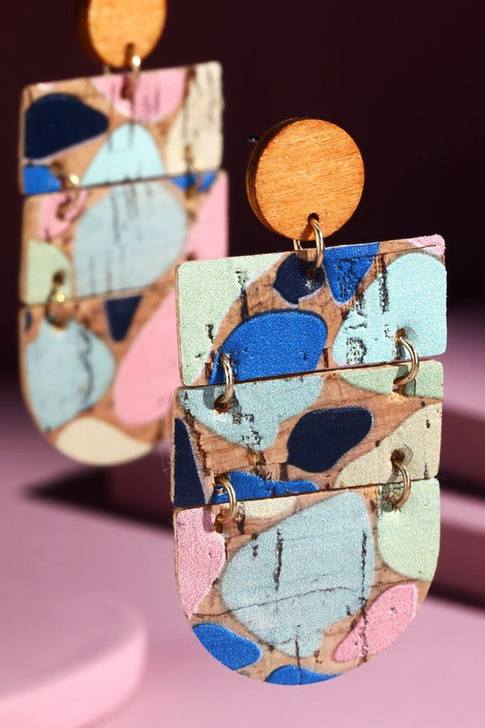 TIANA WOOD CORK EARRINGS - 2 COLORS