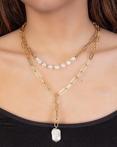 MOTHER OF PEARL LAYERED NECKLACE