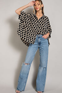 TOLLY BUTTON DOWN BLOUSE - BLACK