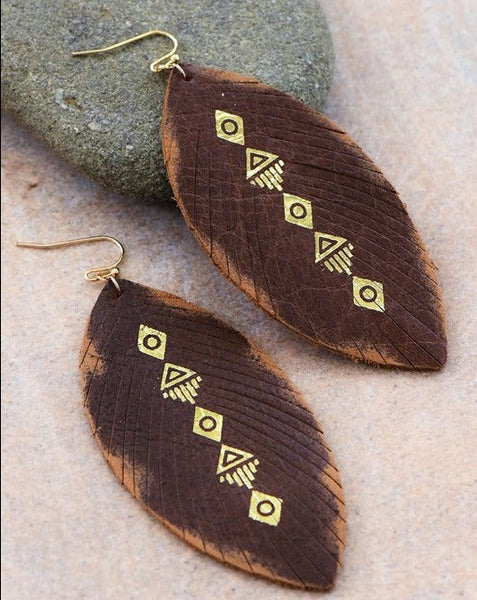 PERFECT MOMENTS PRINT FAUX LEATHER EARRINGS