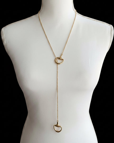 Stirrup Lariat Drop Necklace - Gold - Salty Lime Boutique