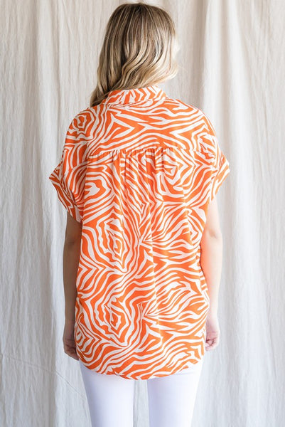 WILD THING ZEBRA PRINT TOP -  ORANGE