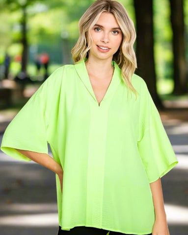 JODI SHORT SLEEVE TOP - LIME