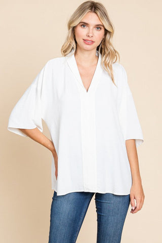 JODI SHORT SLEEVE TOP- OFF WHITE