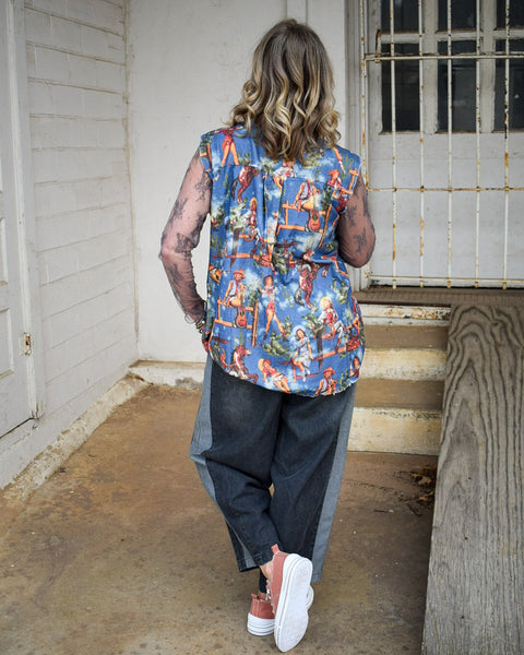 PEARL SNAP FLANNEL VEST TOP BY A RARE BIRD -COWGIRL