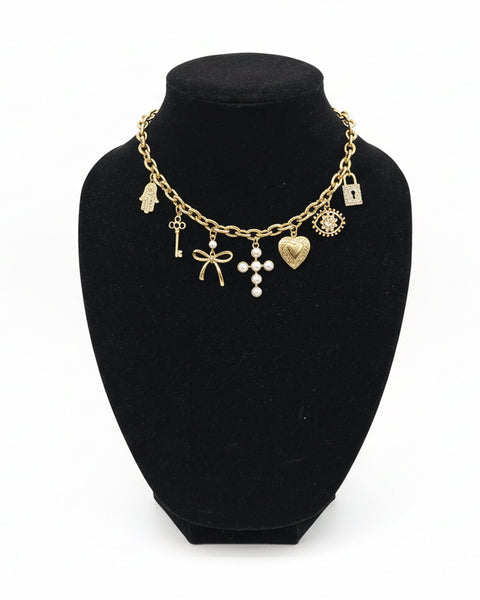 ALL MY LOVE CROSS CHARM NECKLACE - GOLD