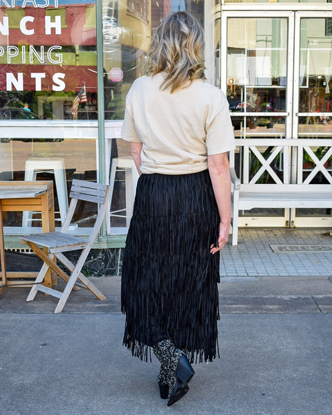 restocked - THE DOLLY FRINGE SKIRT -  CURVY