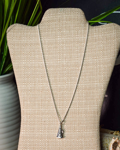 CHEER MEGAPHONE CHARM NECKLACE - SILVER - Salty Lime Boutique