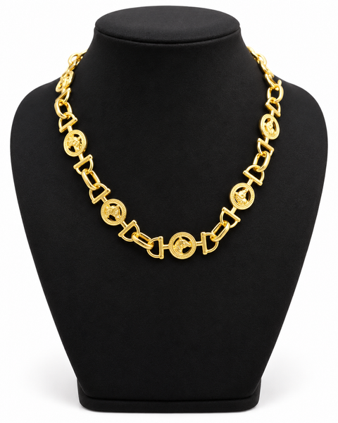 Stirrup & Horse Medallion Chain Necklace - Gold