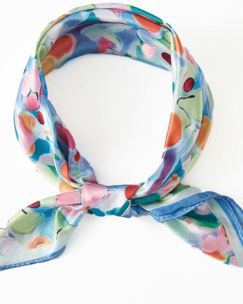 VIBRANT ABSTRACT PATTERN BANDANA SCARF - BLUE