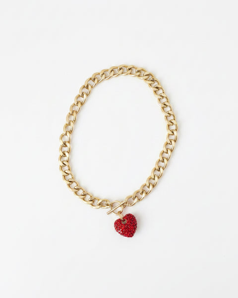 Red Pave Heart Necklace