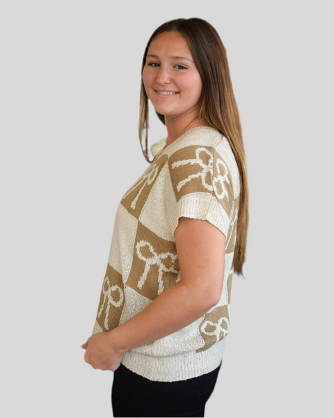 ALL THE BOWS THE BETTER SWEATER- MOCHA