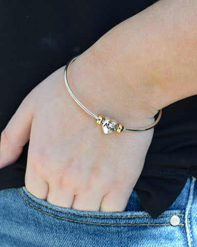 MOM HEART TWO TONE BRACELET