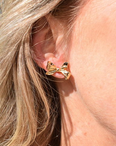 BOW STUD EARRINGS - GOLD