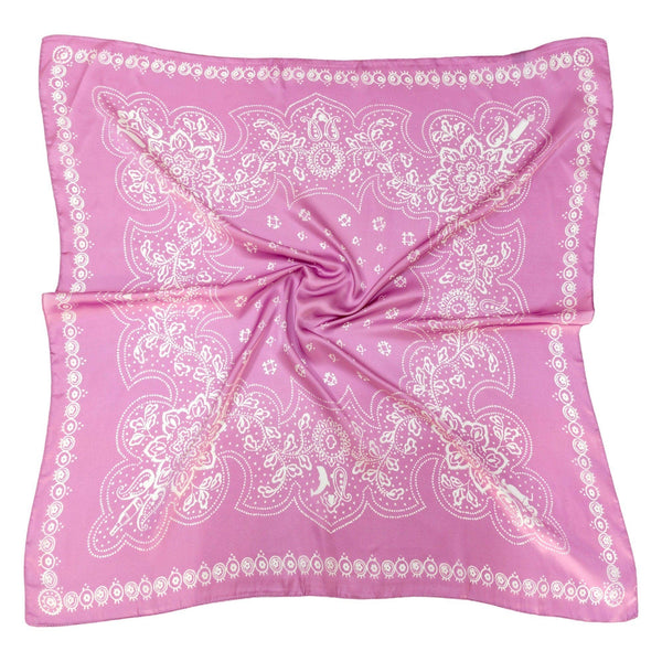 WLQS514 Bandana Print Square Scarf: Pink - Salty Lime Boutique