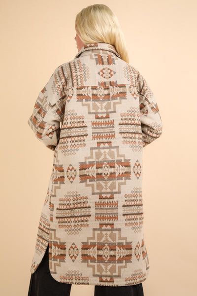 AZTEC SHACKET COAT  - MOCHA MIX