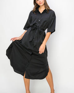 JENNY SHIRT DRESS - BLACK