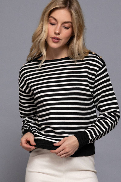 SAILOR STRIPED SWEATER - BLACK/CREAM