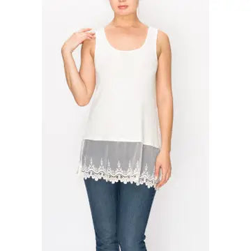 TANK TOP WITH LACE LAYER - 2 COLORS - REG/CURVY - Salty Lime Boutique