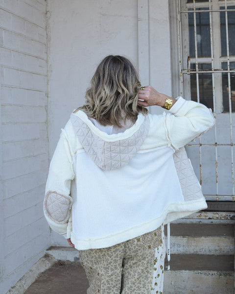 PATCHWORK JACKET BY POL - CREAM/BEIGE