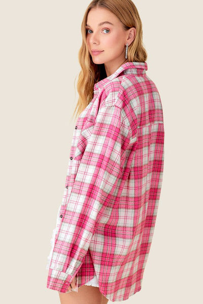 MCDREAMY SOFT FLANNEL SHACKET- CANDY