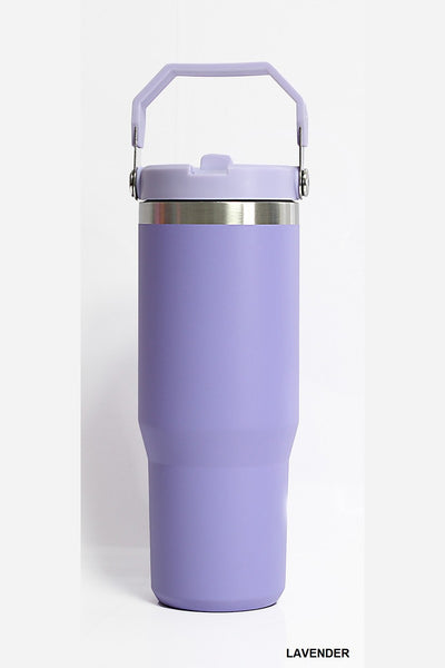 STAINLESS STEEL FLIP STRAW TUMBLER 30 oz  - 2 COLORS