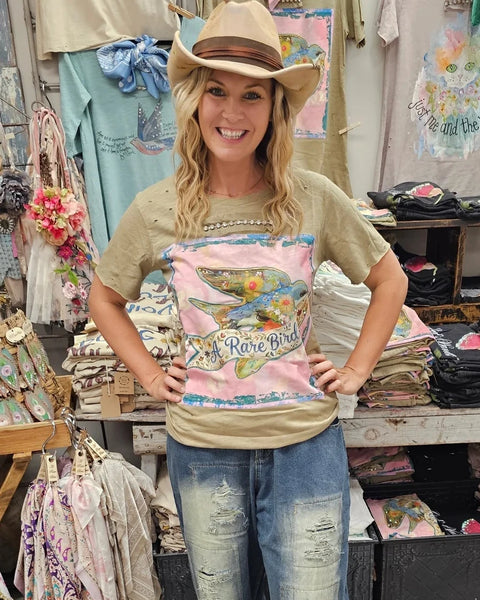 A Rare Birdie Tattered Tee - Olive