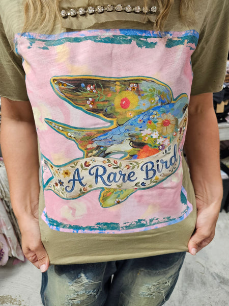 A Rare Birdie Tattered Tee - Olive