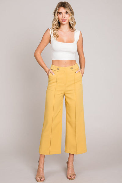 BETTER WITH YOU TWILL CROPPED PANT - YELLOW