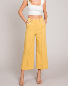 BETTER WITH YOU TWILL CROPPED PANT - YELLOW