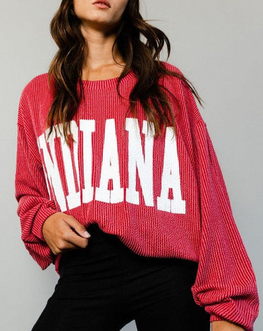 RESTOCK - INDIANA RIB CORD SWEATSHIRT - RED