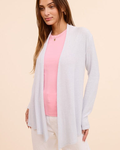 EASY DOES IT LONG SLEEVE CARDIGAN TOP- IVORY