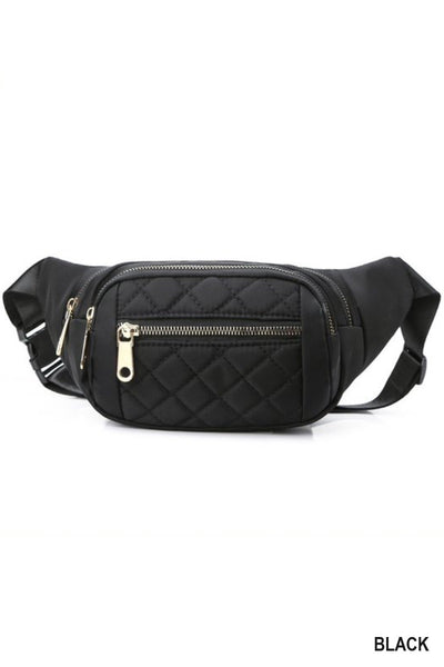 SABRINA QUILTED WAIST BAG - BLACK